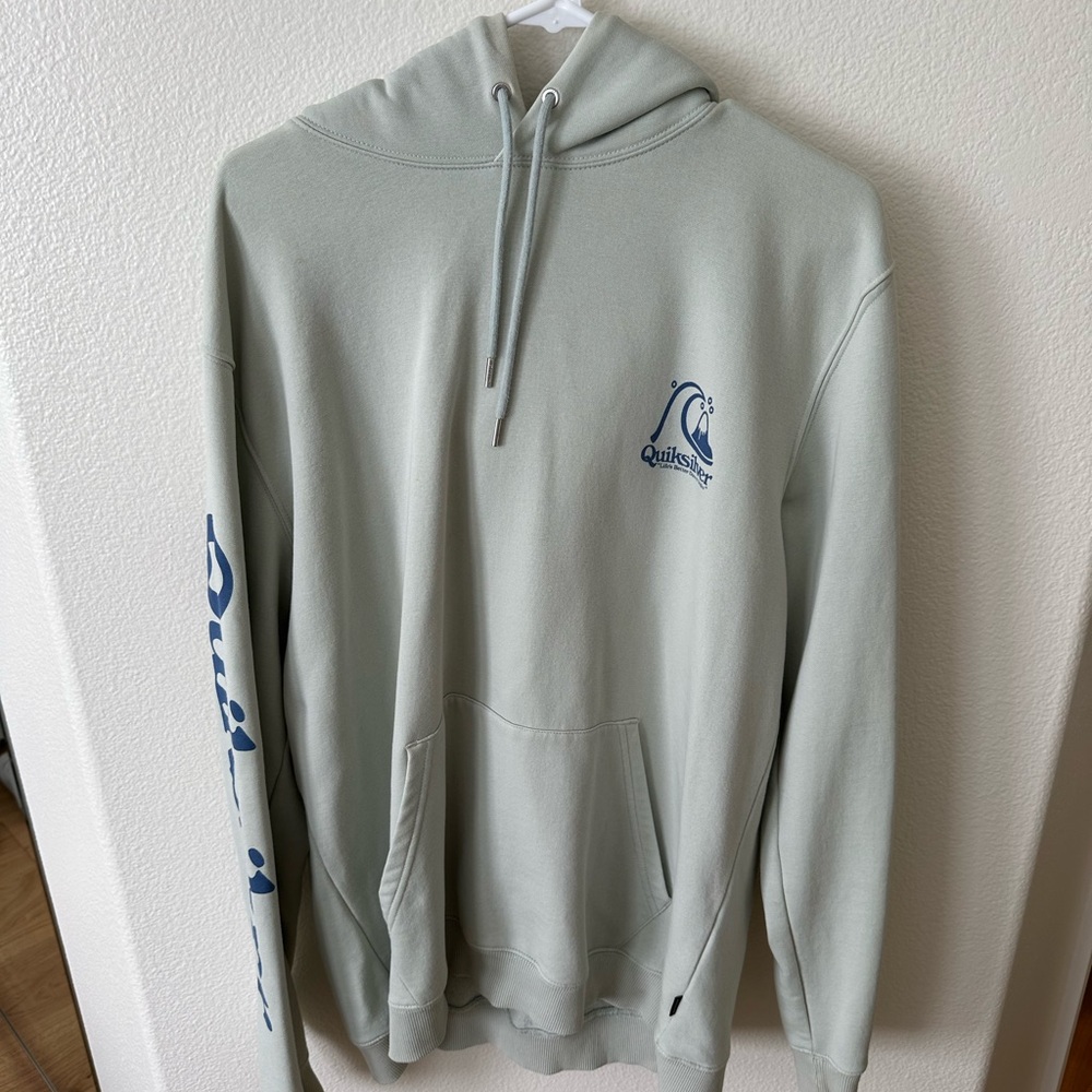 Quiksilver Sage Green Pullover Hoodie with Navy Logo